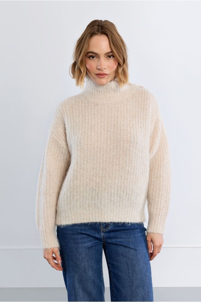 Pull col montant, uni