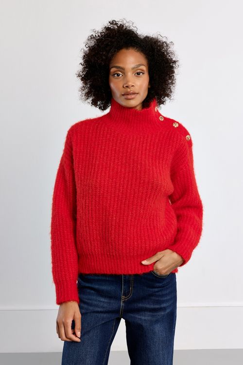 Pull col montant, uni