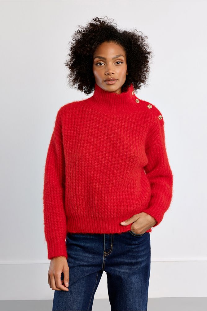 Stand-up neck sweater, plain