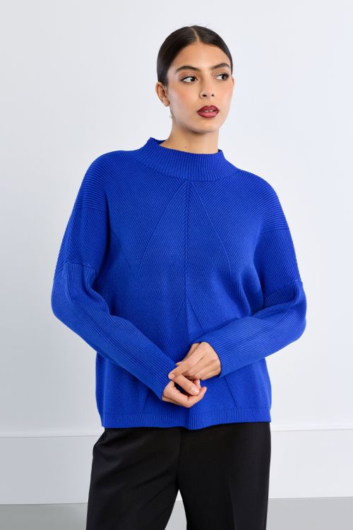 Plain ribbed knit sweater
