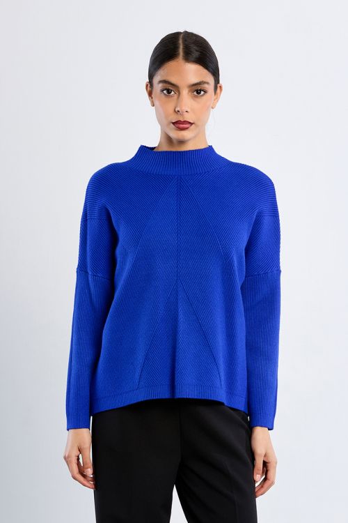 Pull uni en maille côtelée