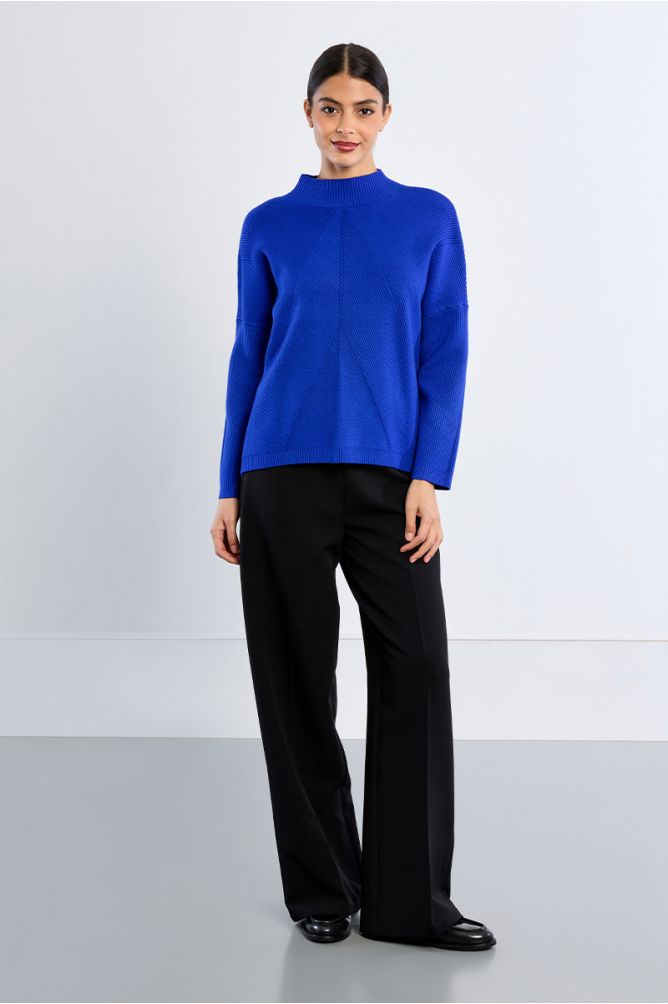 Plain ribbed knit sweater