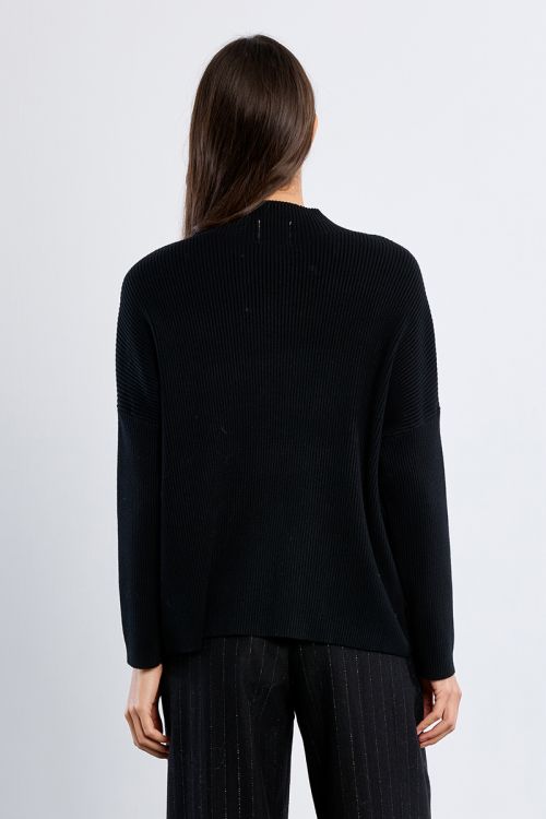Pull uni en maille côtelée