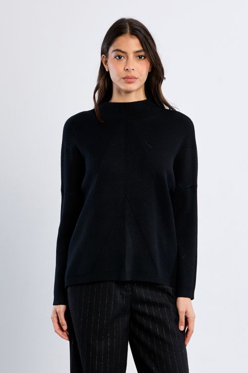 Plain ribbed knit sweater