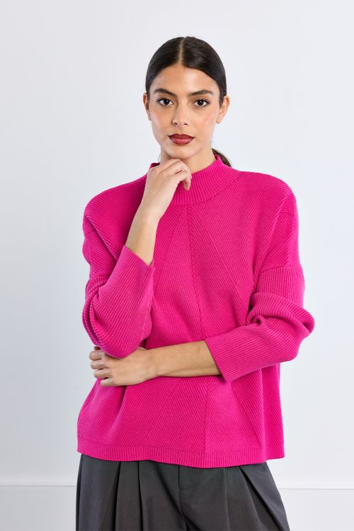 Pull uni en maille côtelée