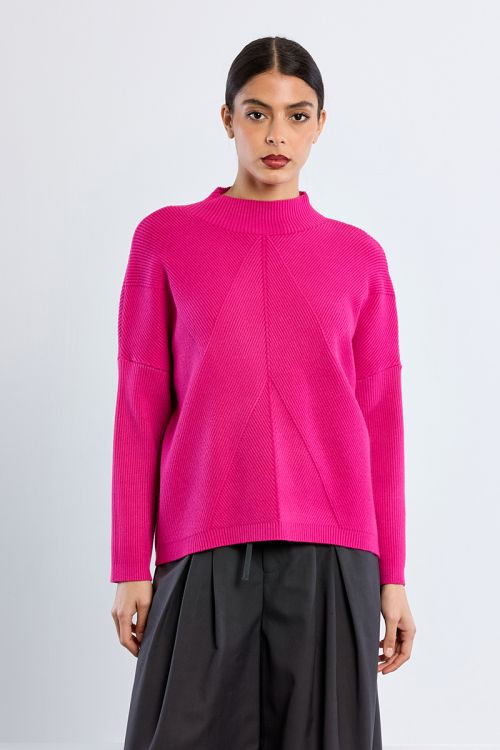 Plain ribbed knit sweater