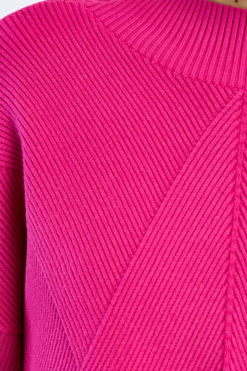 Pull uni en maille côtelée
