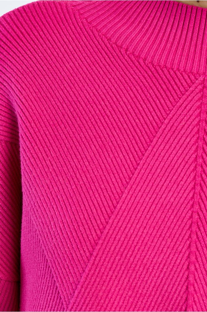 Pull uni en maille côtelée