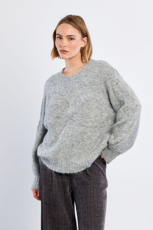 Knitted sweater with bow detail