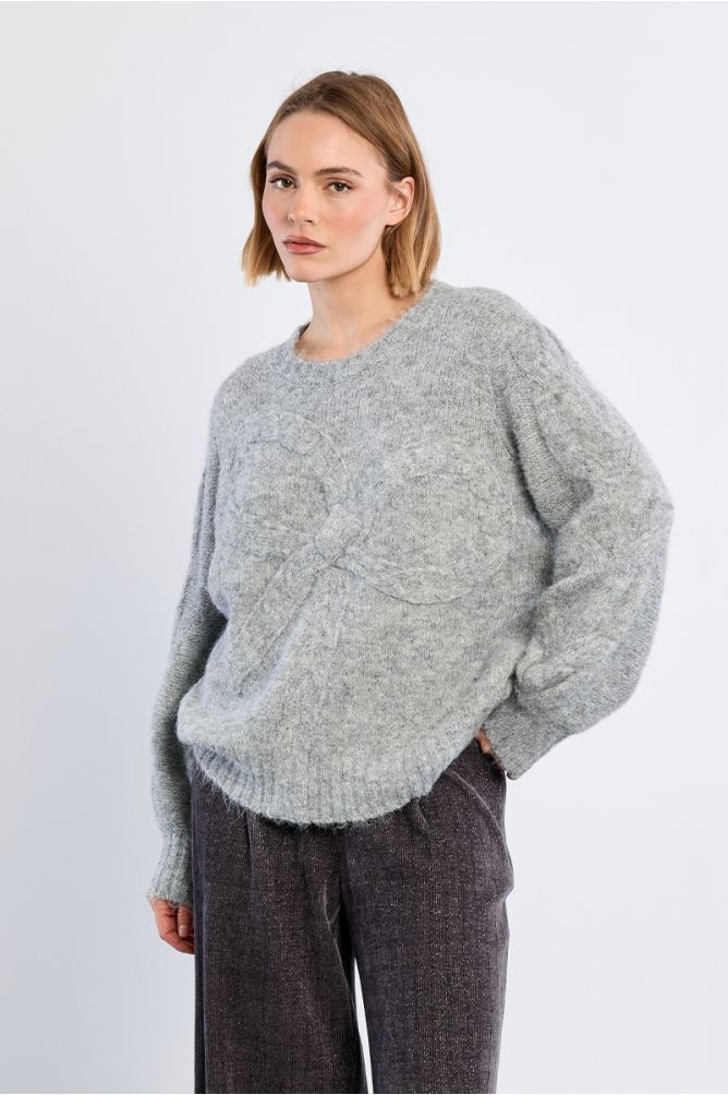Knitted sweater with bow detail
