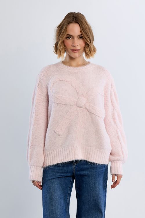 Knitted sweater with bow detail
