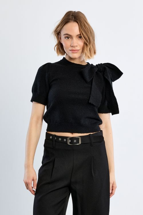 T-shirt en maille manches courtes avec nœud