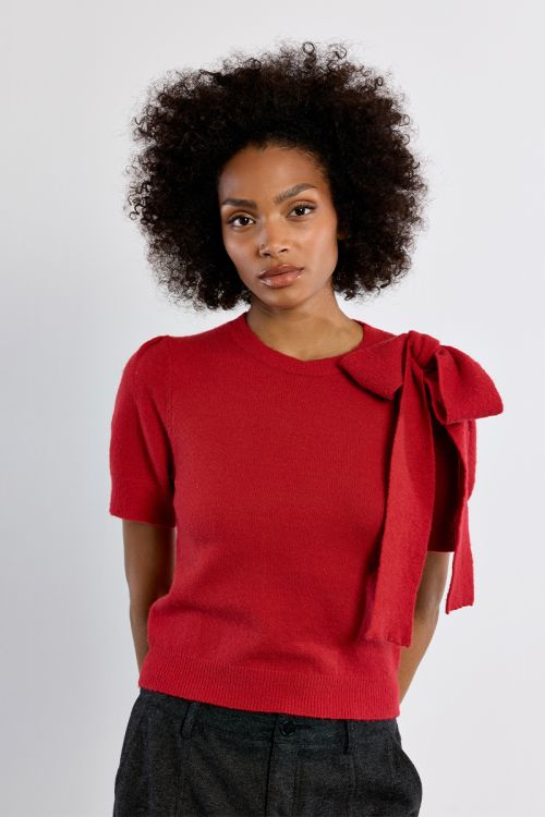 T-shirt en maille manches courtes avec nœud