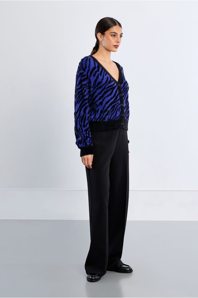 Zebra cardigan in fluffy knit