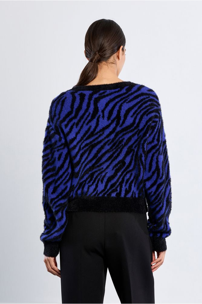 Zebra cardigan in fluffy knit
