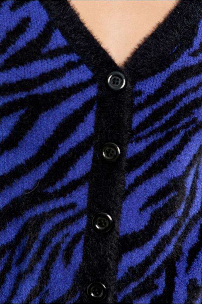Zebra cardigan in fluffy knit