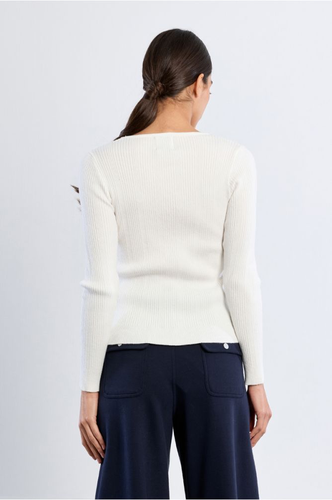 Ribbed sweater, heart opening