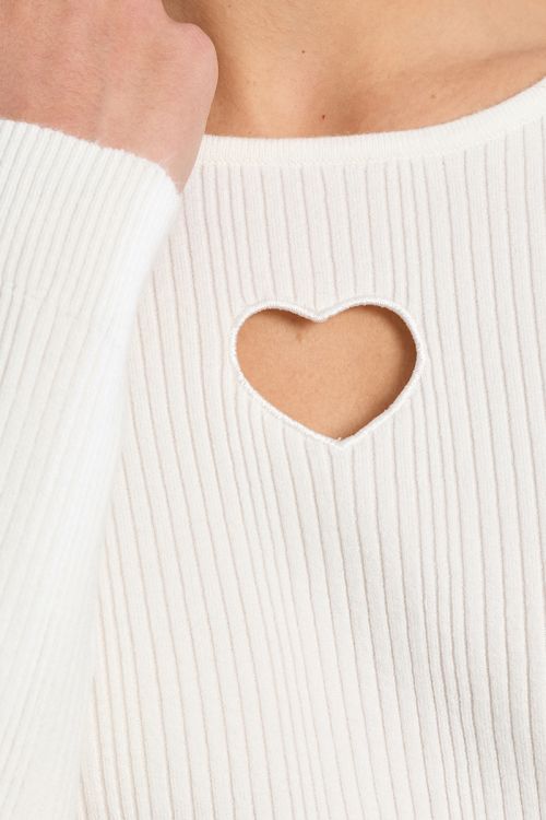 Ribbed sweater, heart opening
