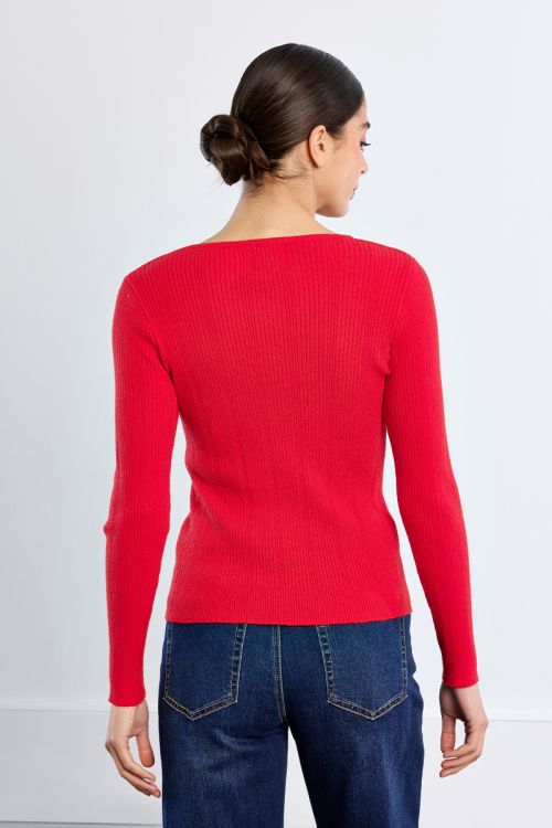 Pull côtelé, ouverture cœur