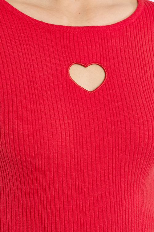 Ribbed sweater, heart opening