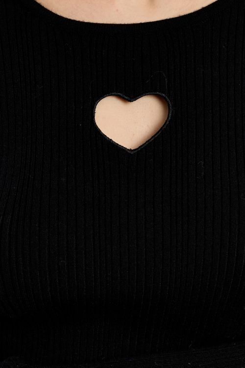 Ribbed sweater, heart opening