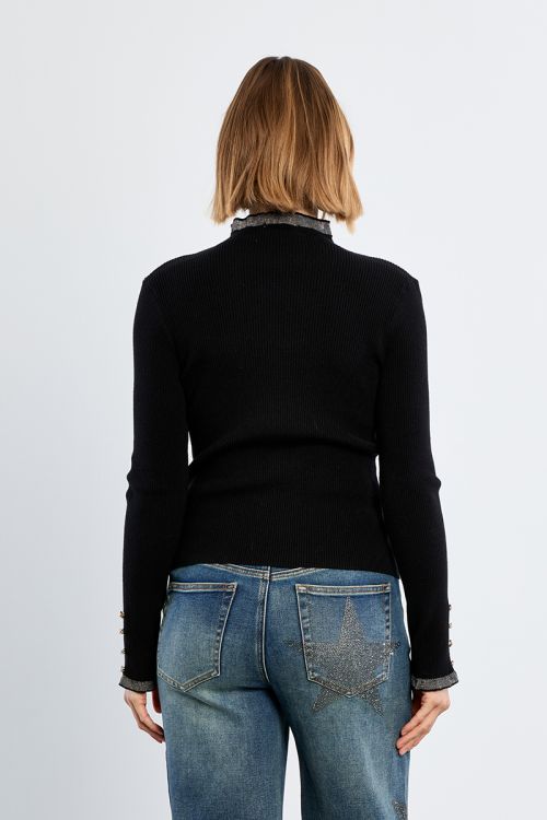 Long-sleeved sweater, with rhinestones