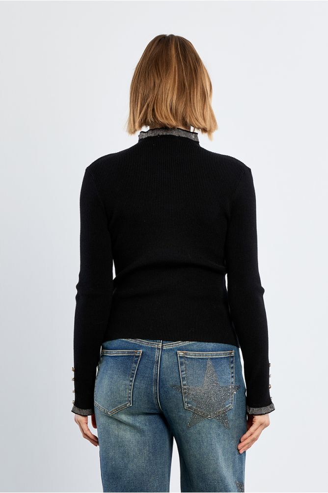 Pull manches longues, à strass