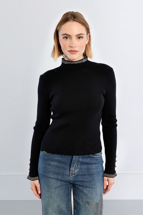 Pull manches longues, à strass