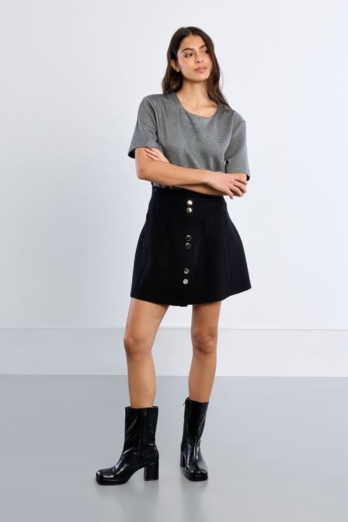 Knitted mini skirt, high waist