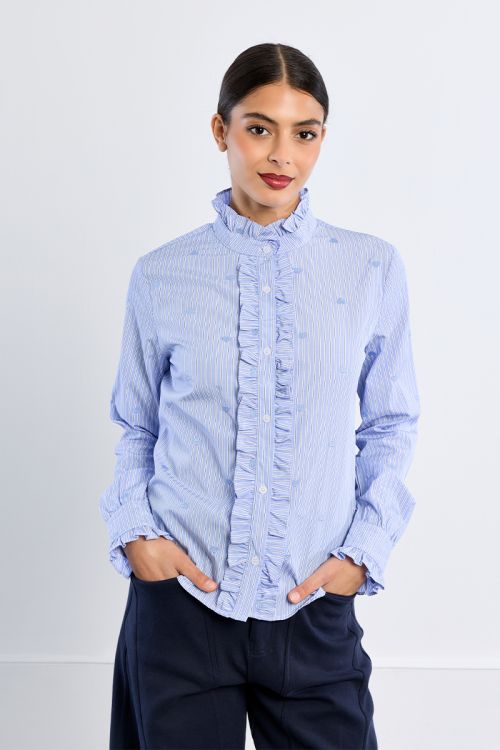 Cotton poplin shirt, Victorian collar