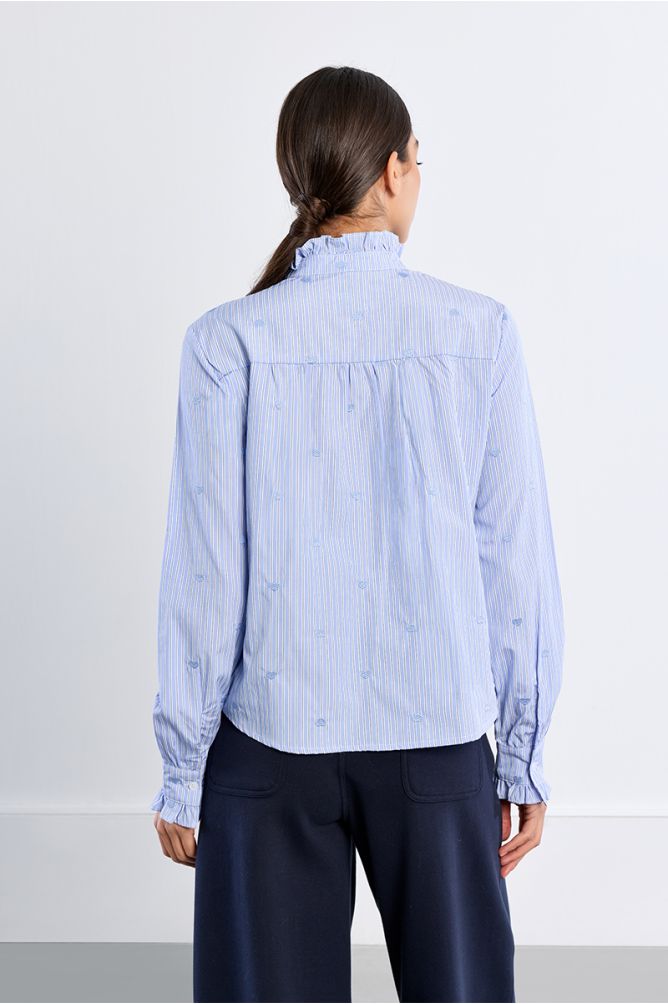 Chemise en popeline de coton, col victorien