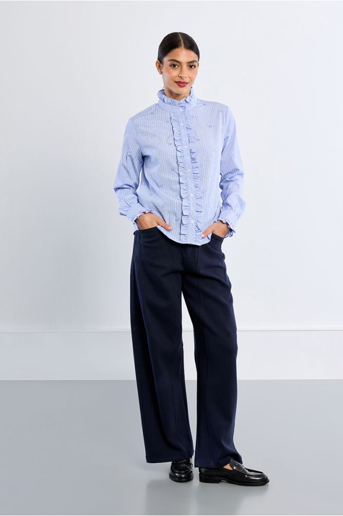 Camicia in popeline di cotone con colletto vittoriano - Lili Sidonio