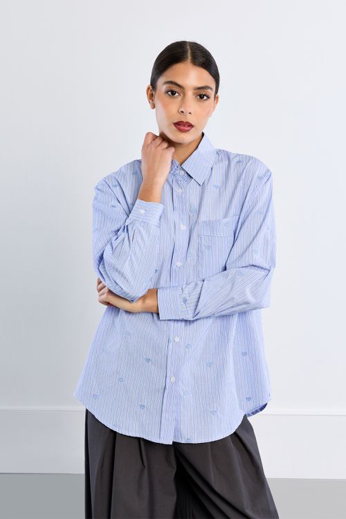 Camicia in popeline di cotone con cuori - Lili Sidonio