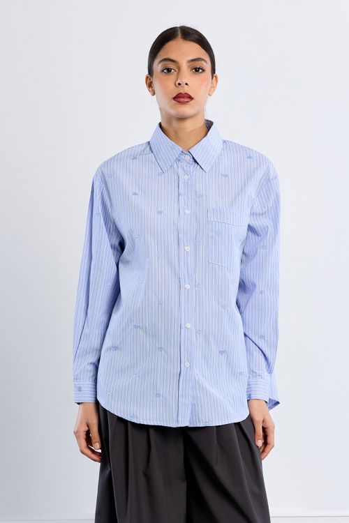 Chemise en popeline de coton, à cœurs