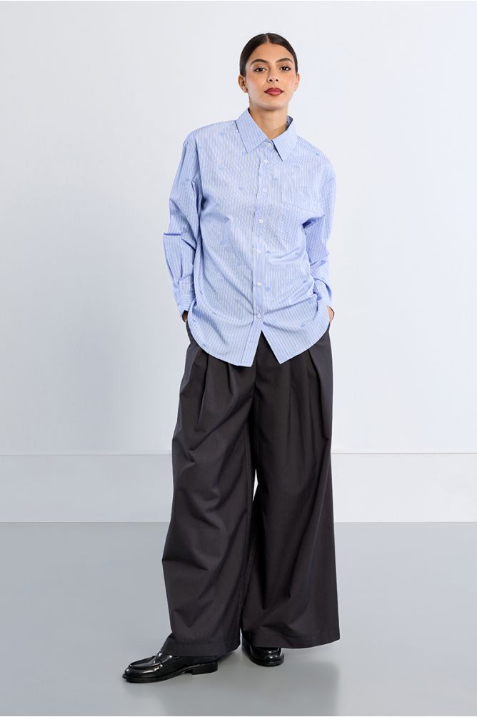 Cotton poplin shirt, with hearts