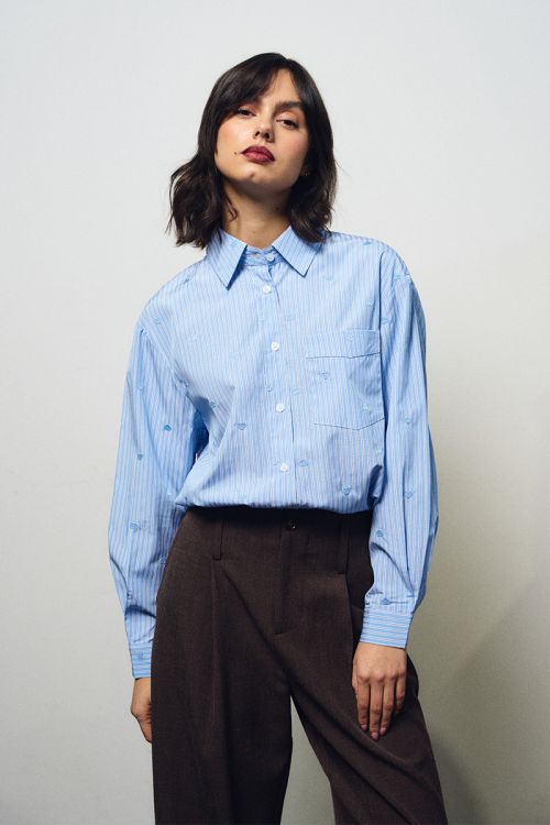 Cotton poplin shirt, with hearts