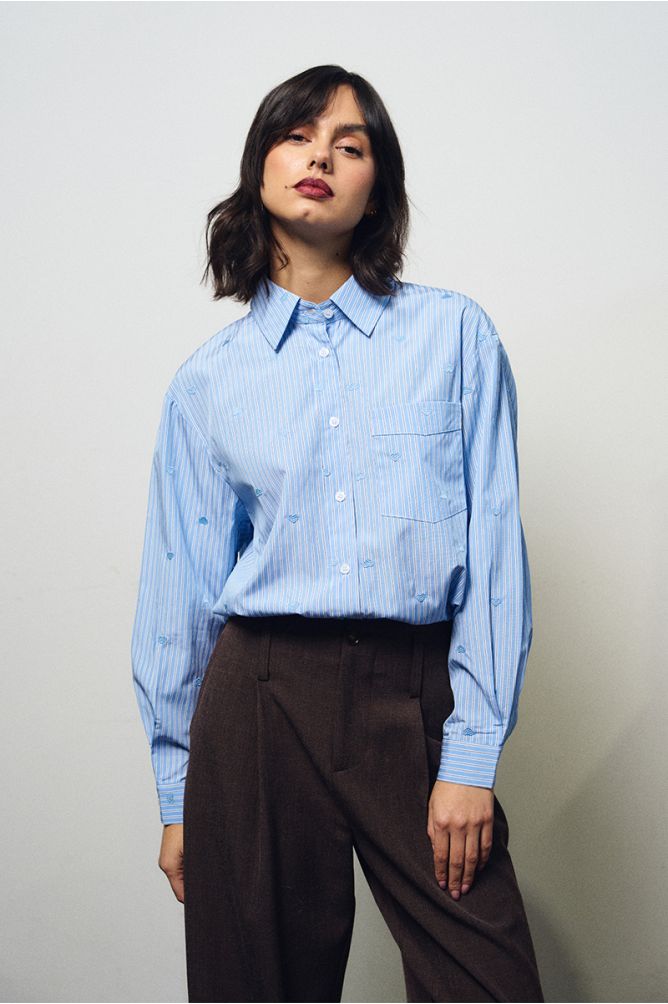 Camicia in popeline di cotone con cuori - Lili Sidonio