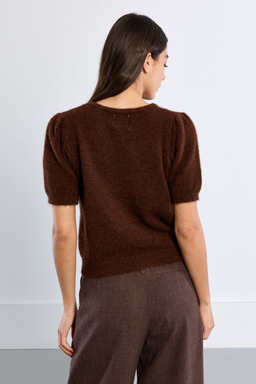 Short-sleeved sweater, sequin bow