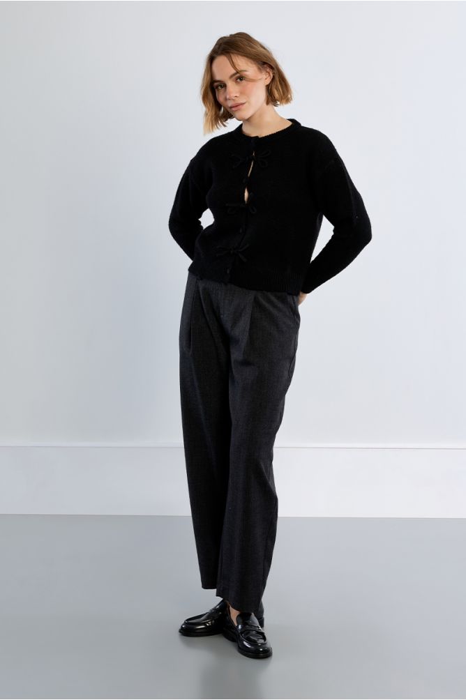 Cardigan uni, à nœuds