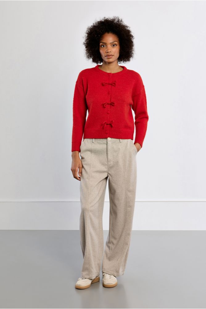 Plain cardigan, with bows