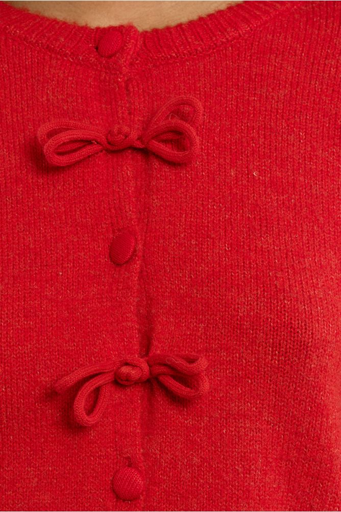 Plain cardigan, with bows