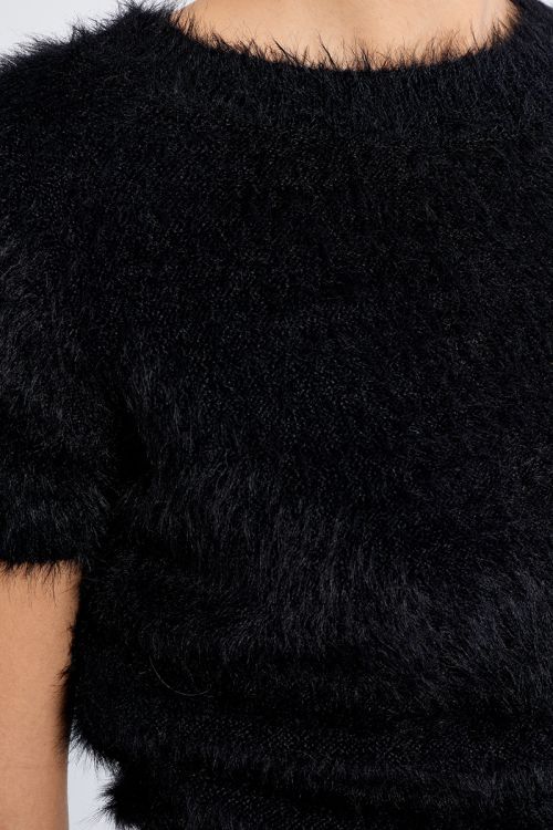 Pull manches courtes, duveteux