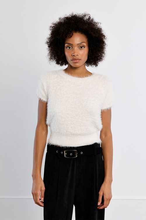 Short-sleeved sweater, fluffy