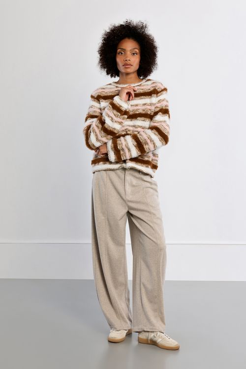 Striped, fluffy sweater