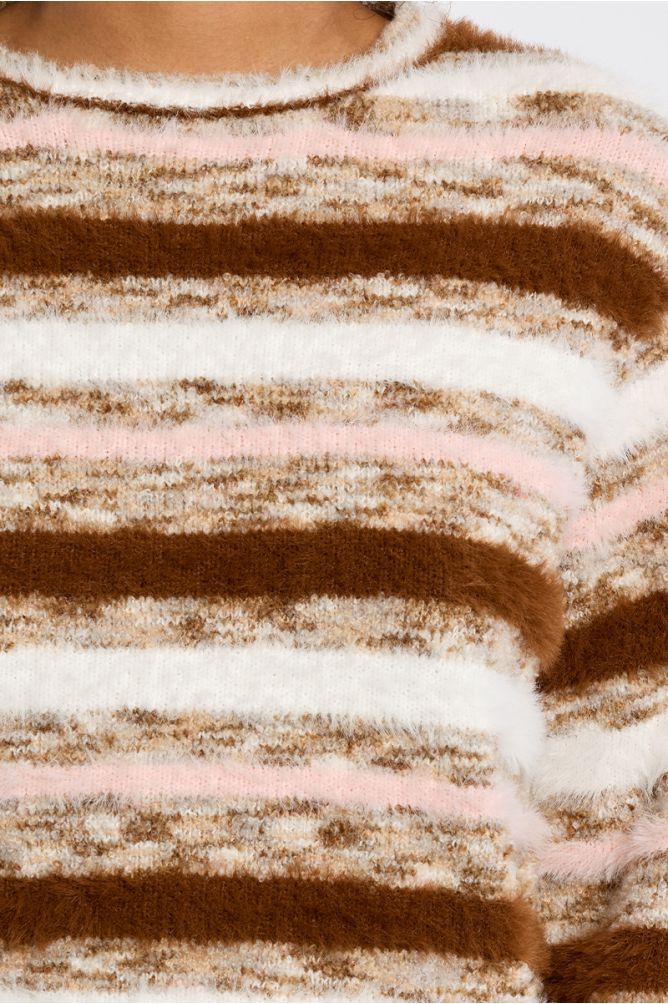 Striped, fluffy sweater