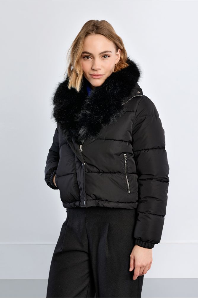 Down jacket, faux fur collar