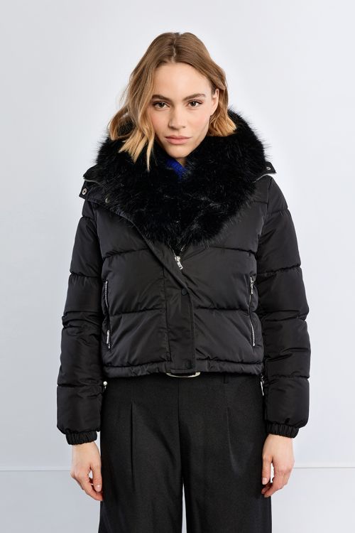 Down jacket, faux fur collar
