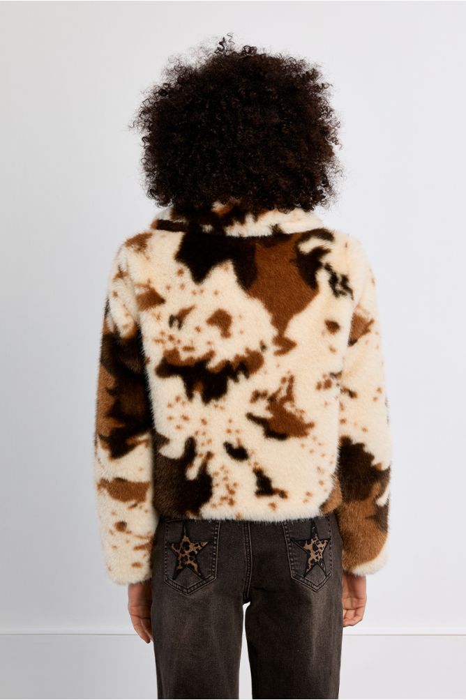 Faux fur jacket, animal pattern