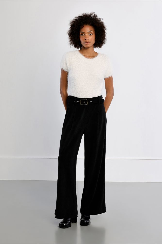 High-waisted pleated trousers, corduroy