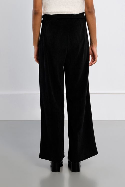 Pantalon taille haute à pinces, velours côtelé